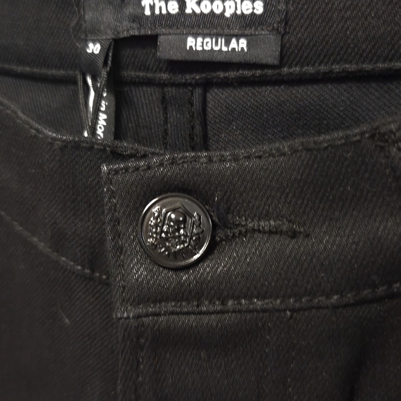 Kooples Black Brut Regular Jeans Smooth Finish Awesome "SKULL" Detail On Pocket - Picture 4 of 7